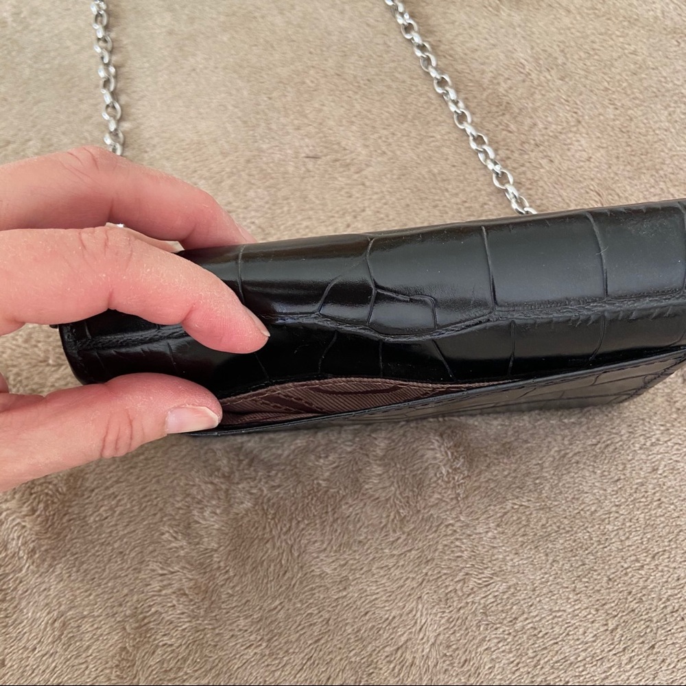 BRIGHTON CROC WALLET CROSSBODY BLACK - Picture 6 of 8